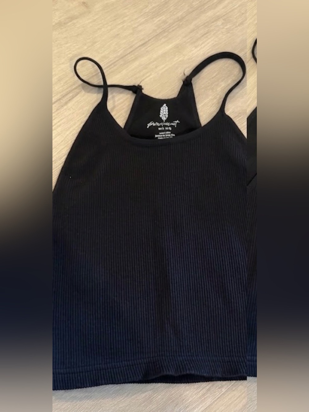 NWOT Free People Movement Black Ribbed Crop Tank Top - Size M/L